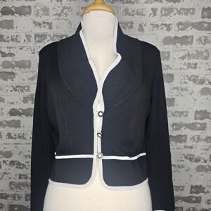 Exclusively Misook Cardigan Jacket Womens Small Black Cropped Knit Long Sleeve